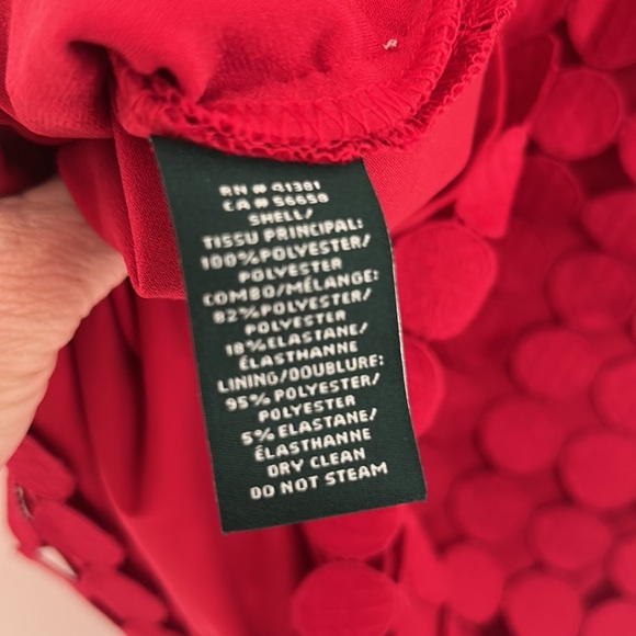 π3/$25πHPπ Lauren Ralph Lauren NWOT Red Circle Overlay Sheath Dress - Picture 9 of 9